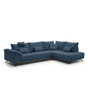 Modern Blue Fabric L-Shaped Sectional Sofa with Adjustable Headrests - Image 1