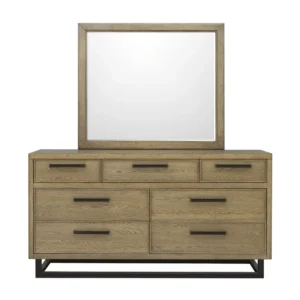 Modern Light Brown Slatted Polish Bed with Industrial Black Metal Base - Image 2