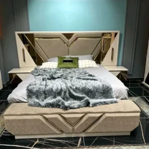 Luxury Turkish Style Half Fabric Bed with Deco Accents - Image 1