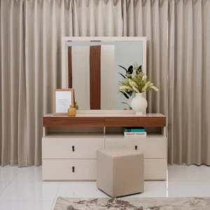 Turkish Beige Fabric Bed with Oversized Diamond Quilted Headboard - Image 2