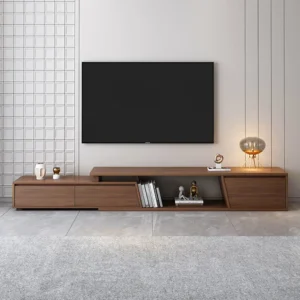 Minimalist Walnut Wood LCD Floor Unit with Floating Tier Design - Image 1