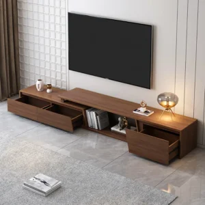 Minimalist Walnut Wood LCD Floor Unit with Floating Tier Design - Image 2
