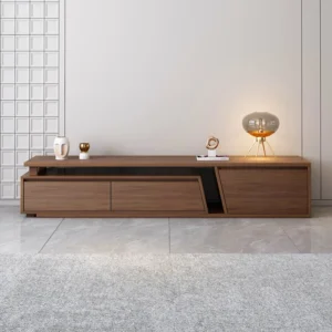 Minimalist Walnut Wood LCD Floor Unit with Floating Tier Design - Image 3
