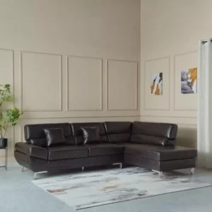 Turkish Style L-Shaped Sectional Sofa in Premium Brown Leather Rite - Image 1