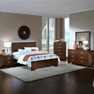 Traditional Dark Brown Polished Wood Bedroom Set with Multi-Drawer Storage - Image 1