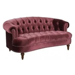 Luxury Maroon Velvet Chesterfield Style Tufted Sofa - Image 1