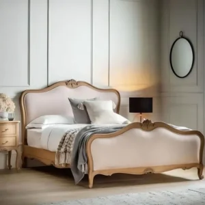 Luxury French Provincial Polish Bed with Carved Gold Accents - Image 1