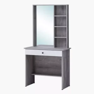 Modern Laminated Grey and White Dressing Table with Mirror - Image 1