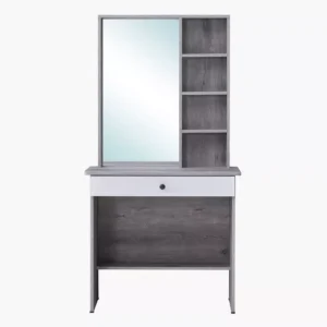 Modern Laminated Grey and White Dressing Table with Mirror - Image 2