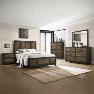 Handcrafted Classic Dark Brown Polish Wood Complete Bedroom Set - Image 1