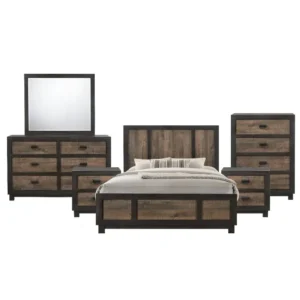 Handcrafted Classic Dark Brown Polish Wood Complete Bedroom Set - Image 2