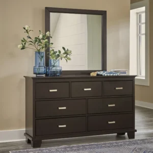 Classic Dark Brown Polished Solid Wood Bedroom Set with Paneled Headboard - Image 3