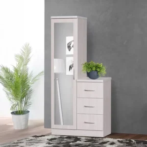 Contemporary Beige Laminated Bed Set with Sleek Linear Headboard - Image 3