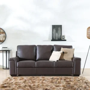 Classic Dark Brown Leather-Rite 3-Seater Sofa with Padded Armrests - Image 1