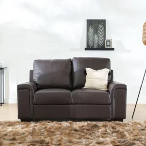 Classic Dark Brown Leather-Rite 3-Seater Sofa with Padded Armrests - Image 2
