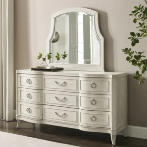 Luxury Grey Jute Upholstered Arched Bed with White Polished Frame - Image 2