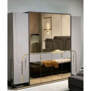 Turkish Style Ultra-Modern Charcoal Fabric Bed with Oversized Wingback Headboard - Image 3