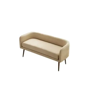Modern Beige Velvet Upholstered Compact Settee Divan - Image 1