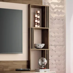 Modern Two-Tone Wall-Mounted LCD Unit with Wood Slat Accents - Image 3