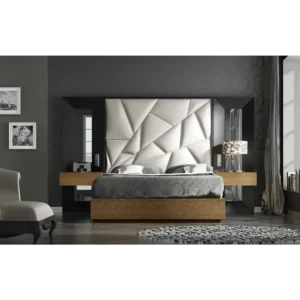 Geometric Padded Upholstered Wall Bed - Image 1