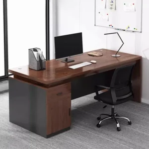 Executive One Person Workstation with Integrated Pedestal - Image 1