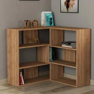SAMPHLE Low-Profile Side Display Bookcase – Brown - Image 1