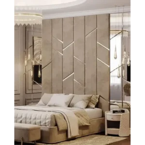 Champagne Velvet Chevron Wall Bed - Image 1