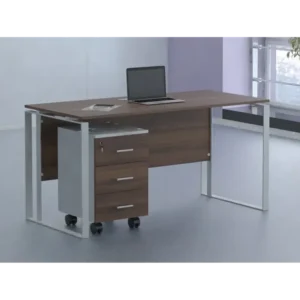 Minimalist One Person Workstation with Mobile Pedestal - Image 1