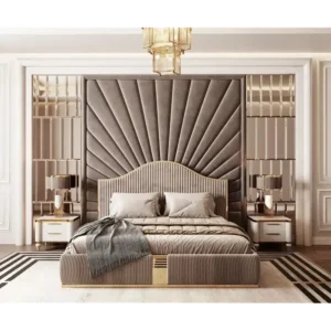 Sunset Radiance Velvet Mirrored Wall Bed - Image 1