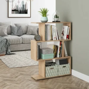 OEGAN S-Shaped Standing Display Rack – Light Brown - Image 1